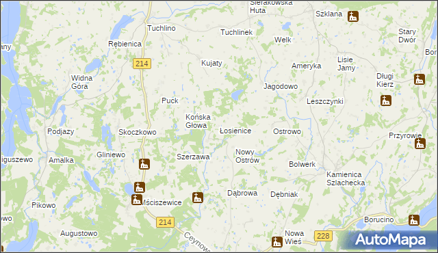 mapa Łosienice, Łosienice na mapie Targeo