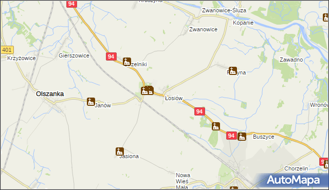 mapa Łosiów, Łosiów na mapie Targeo