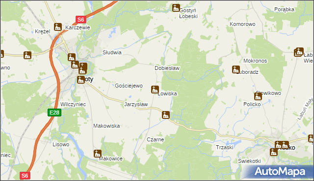 mapa Łowiska, Łowiska na mapie Targeo