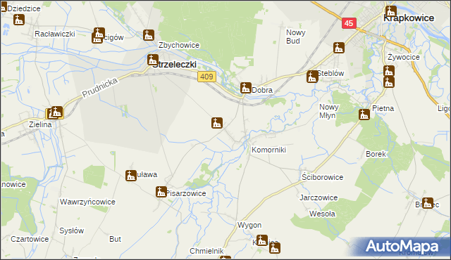 mapa Łowkowice gmina Strzeleczki, Łowkowice gmina Strzeleczki na mapie Targeo