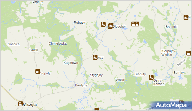 mapa Łozy gmina Płoskinia, Łozy gmina Płoskinia na mapie Targeo