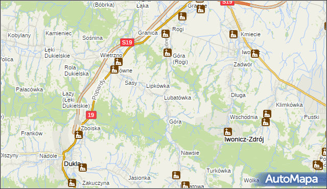 mapa Lubatówka, Lubatówka na mapie Targeo