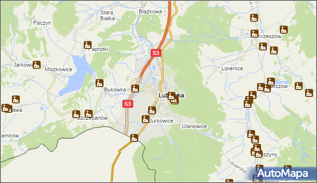 mapa Lubawka, Lubawka na mapie Targeo