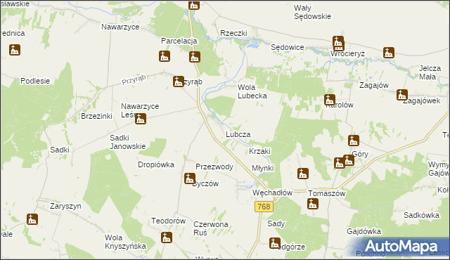 mapa Lubcza gmina Wodzisław, Lubcza gmina Wodzisław na mapie Targeo