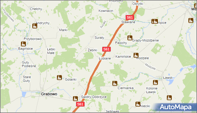 mapa Łubiane, Łubiane na mapie Targeo