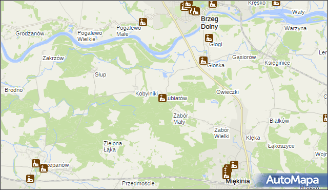 mapa Lubiatów gmina Miękinia, Lubiatów gmina Miękinia na mapie Targeo