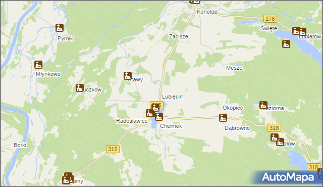 mapa Lubięcin, Lubięcin na mapie Targeo