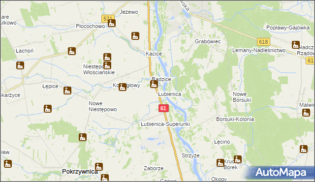 mapa Łubienica, Łubienica na mapie Targeo