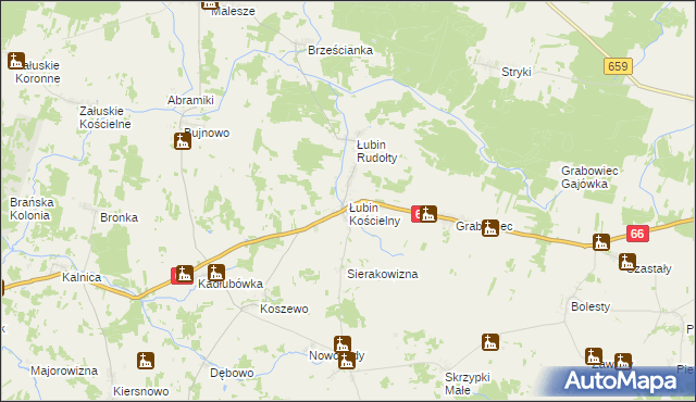 mapa Łubin Kościelny, Łubin Kościelny na mapie Targeo