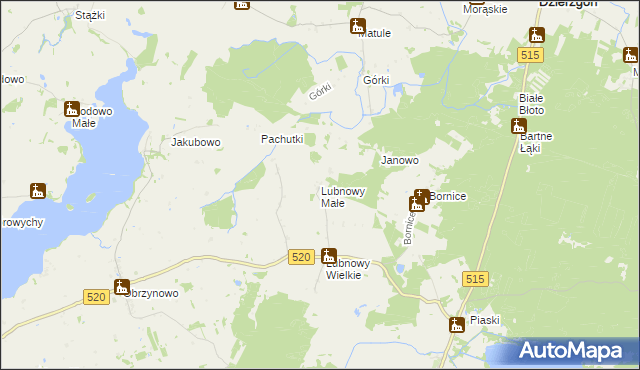 mapa Lubnowy Małe, Lubnowy Małe na mapie Targeo