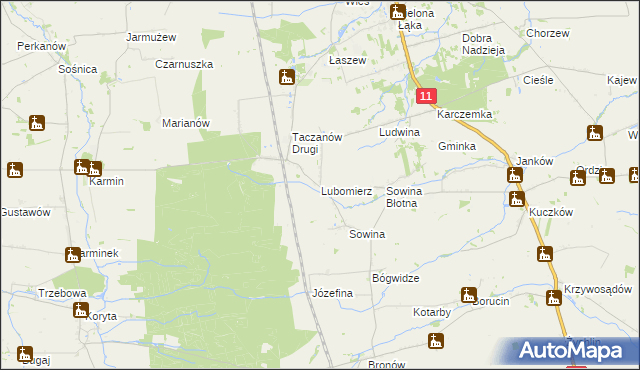 mapa Lubomierz gmina Pleszew, Lubomierz gmina Pleszew na mapie Targeo