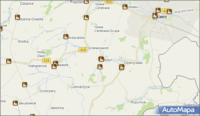 mapa Lubotyń gmina Kietrz, Lubotyń gmina Kietrz na mapie Targeo