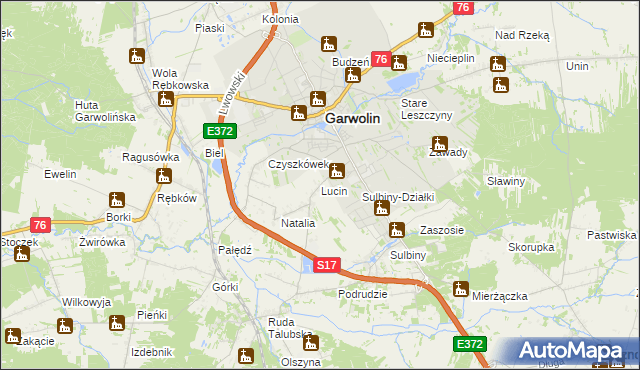 mapa Lucin gmina Garwolin, Lucin gmina Garwolin na mapie Targeo