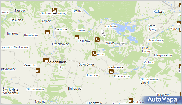 mapa Lucjanów gmina Żelechlinek, Lucjanów gmina Żelechlinek na mapie Targeo