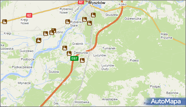 mapa Lucynów gmina Wyszków, Lucynów gmina Wyszków na mapie Targeo