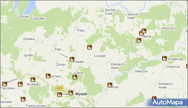 mapa Łuczaje, Łuczaje na mapie Targeo