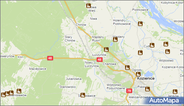 mapa Łuczynów gmina Kozienice, Łuczynów gmina Kozienice na mapie Targeo