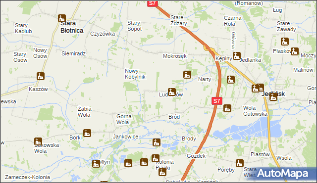 mapa Ludwików gmina Jedlińsk, Ludwików gmina Jedlińsk na mapie Targeo