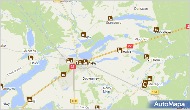 mapa Ługowo gmina Dobiegniew, Ługowo gmina Dobiegniew na mapie Targeo