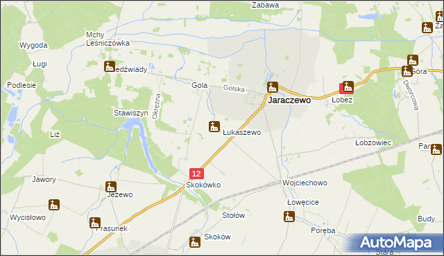 mapa Łukaszewo gmina Jaraczewo, Łukaszewo gmina Jaraczewo na mapie Targeo