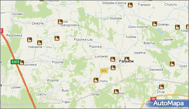 mapa Łukówiec gmina Parysów, Łukówiec gmina Parysów na mapie Targeo