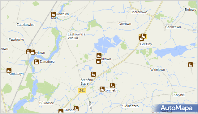 mapa Łukowo gmina Wągrowiec, Łukowo gmina Wągrowiec na mapie Targeo