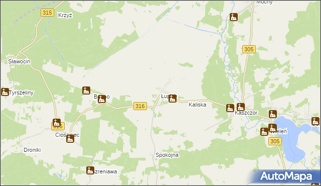 mapa Łupice gmina Sława, Łupice gmina Sława na mapie Targeo
