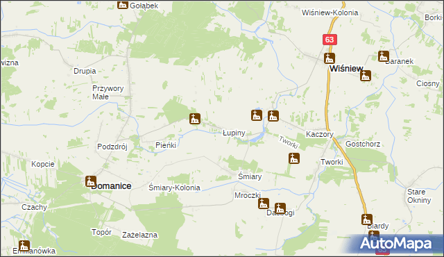 mapa Łupiny gmina Wiśniew, Łupiny gmina Wiśniew na mapie Targeo