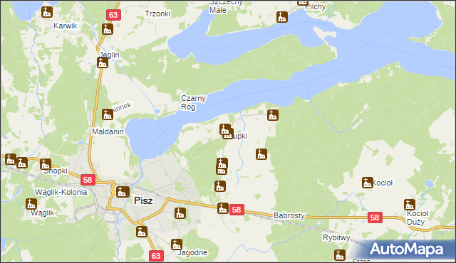 mapa Łupki gmina Pisz, Łupki gmina Pisz na mapie Targeo