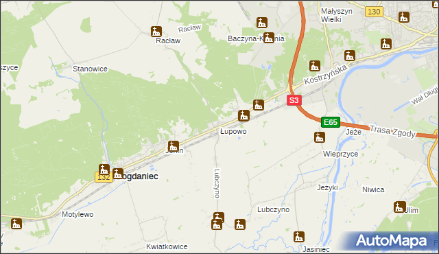 mapa Łupowo gmina Bogdaniec, Łupowo gmina Bogdaniec na mapie Targeo