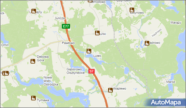 mapa Lutek, Lutek na mapie Targeo
