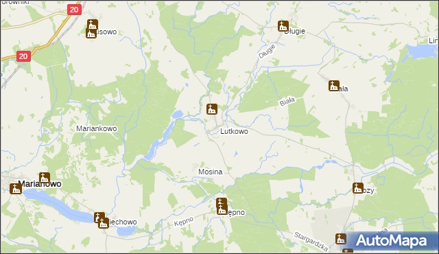 mapa Lutkowo gmina Dobrzany, Lutkowo gmina Dobrzany na mapie Targeo