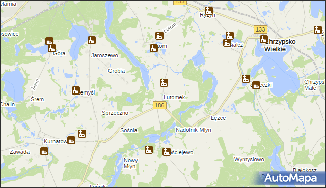 mapa Lutomek, Lutomek na mapie Targeo