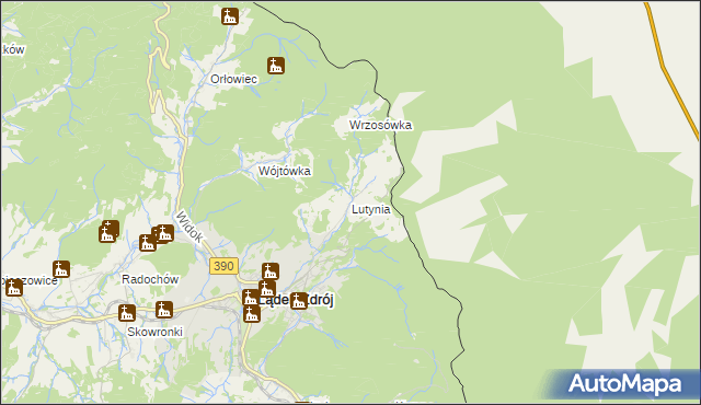 mapa Lutynia gmina Lądek-Zdrój, Lutynia gmina Lądek-Zdrój na mapie Targeo
