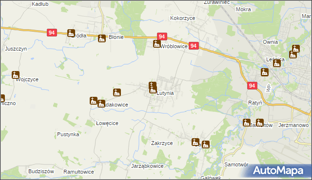 mapa Lutynia gmina Miękinia, Lutynia gmina Miękinia na mapie Targeo