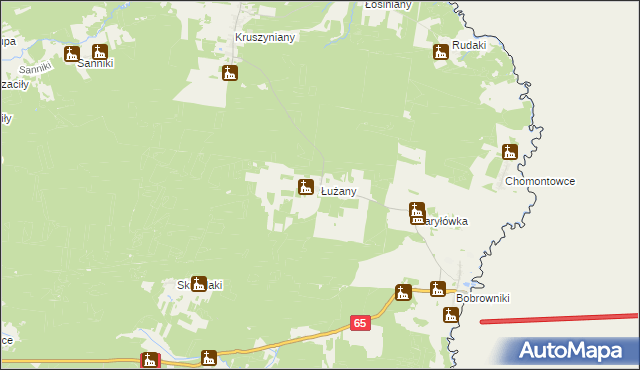 mapa Łużany, Łużany na mapie Targeo