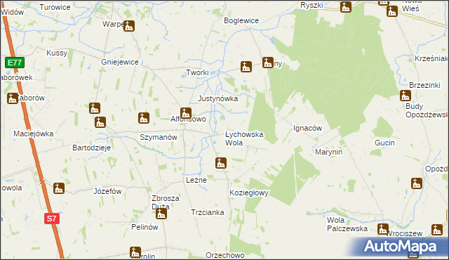 mapa Łychowska Wola, Łychowska Wola na mapie Targeo