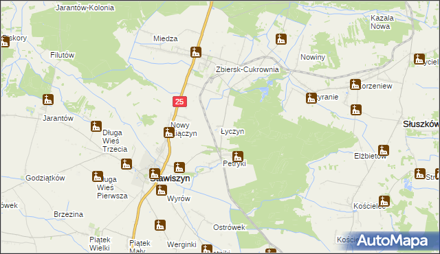 mapa Łyczyn gmina Stawiszyn, Łyczyn gmina Stawiszyn na mapie Targeo