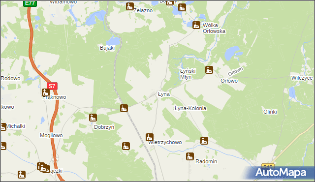 mapa Łyna, Łyna na mapie Targeo