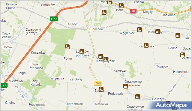 mapa Łysaków Kawęczyński, Łysaków Kawęczyński na mapie Targeo