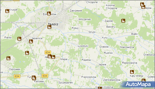 mapa Łysobyki, Łysobyki na mapie Targeo