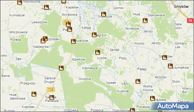 mapa Łysów gmina Radoszyce, Łysów gmina Radoszyce na mapie Targeo