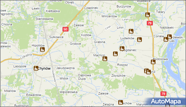 mapa Machcin gmina Chynów, Machcin gmina Chynów na mapie Targeo