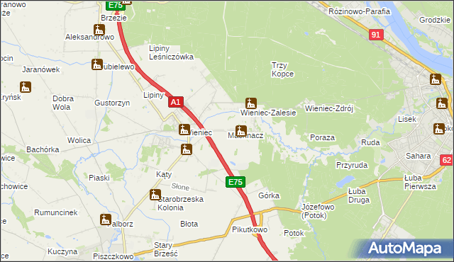 mapa Machnacz gmina Brześć Kujawski, Machnacz gmina Brześć Kujawski na mapie Targeo