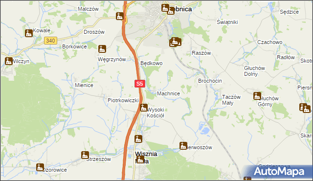 mapa Machnice, Machnice na mapie Targeo