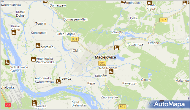 mapa Maciejowice powiat garwoliński, Maciejowice powiat garwoliński na mapie Targeo