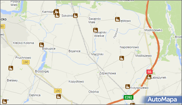 mapa Mączniki gmina Gniezno, Mączniki gmina Gniezno na mapie Targeo