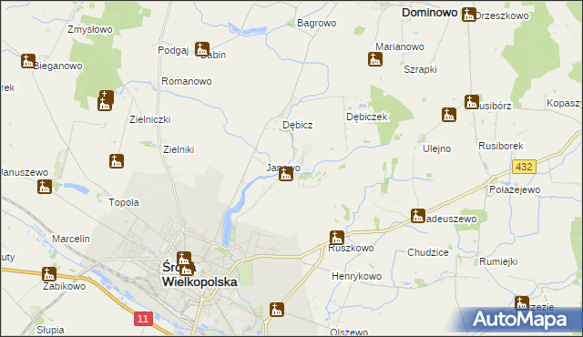mapa Mączniki gmina Środa Wielkopolska, Mączniki gmina Środa Wielkopolska na mapie Targeo