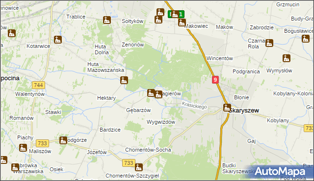 mapa Magierów gmina Skaryszew, Magierów gmina Skaryszew na mapie Targeo