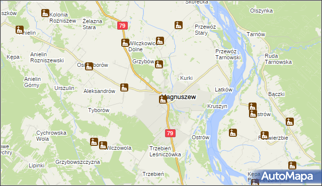 mapa Magnuszew, Magnuszew na mapie Targeo